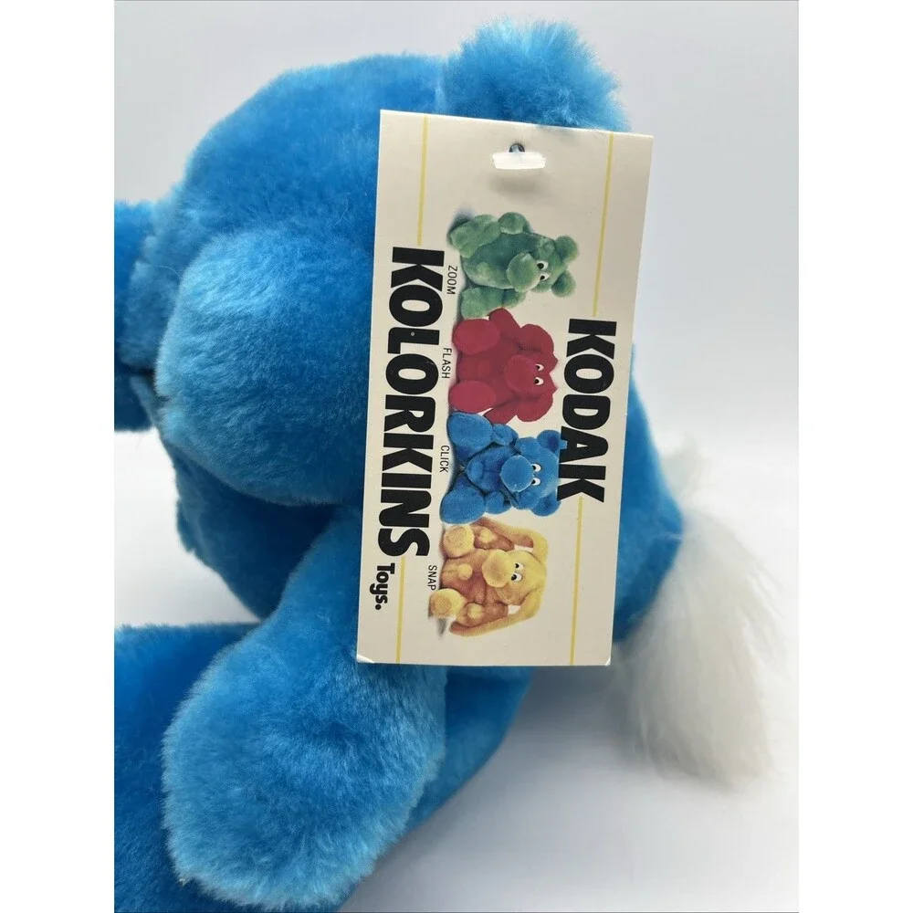 Kodak Kolorkins Cick blue plush vintage stuffed animal toy with tag, NWT